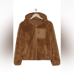 NWT Women Faux Shearling Jacket Fleece Hoodie Faux Fur Coat
